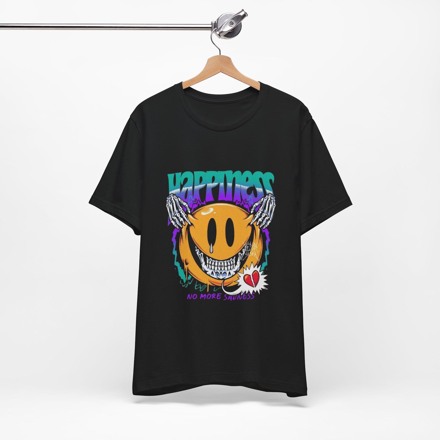 Happiness Skull Smile T-Shirt — Retro Grunge Smiley Design (“No More Secrets”)