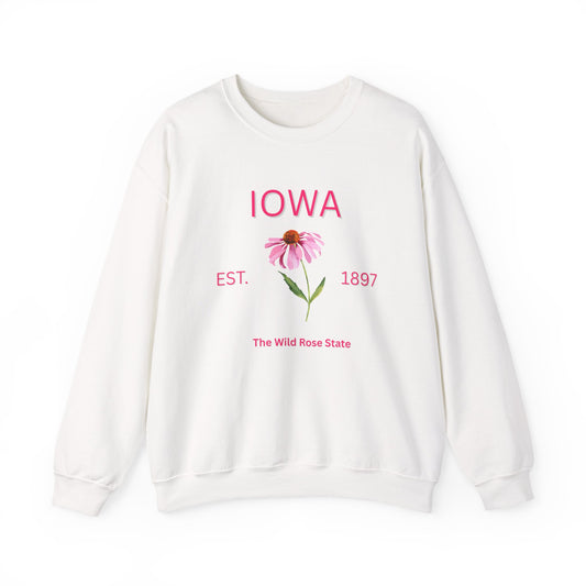 Iowa Wild Rose Crewneck Sweatshirt — 'IOWA' Floral State Design