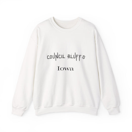 Council Bluffs Iowa Crewneck Sweatshirt – Minimalist City Name Pullover