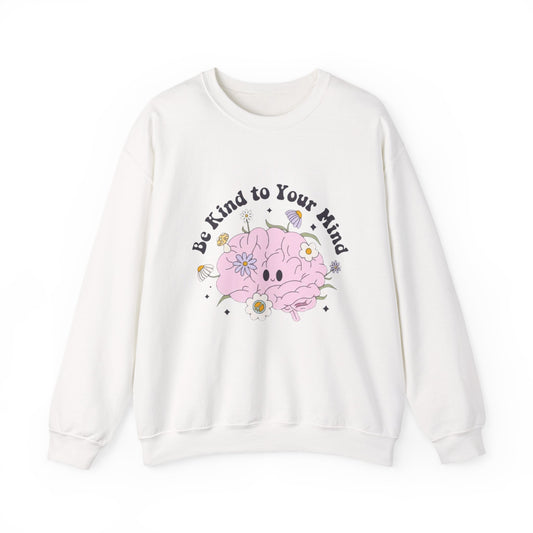 Kind to Your Mind Floral Smiley Sweatshirt — Mental Health Awareness Crewneck