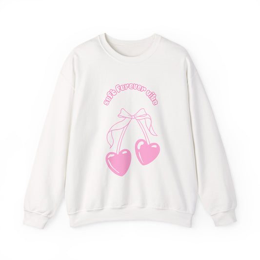 Cute Pink Cherry Heart Sweatshirt — "soft forever vibe" Crewneck