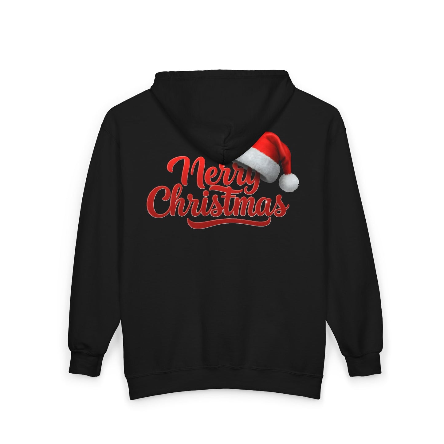 Sudadera con capucha y cremallera completa Feliz Navidad — Sudadera con capucha navideña con gorro de Papá Noel