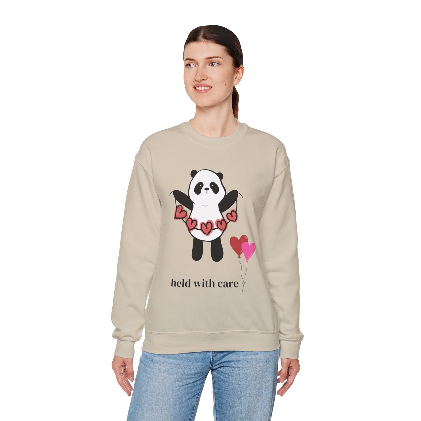 Sudadera de cuello redondo "Held With Care Panda": un regalo acogedor de Año Nuevo