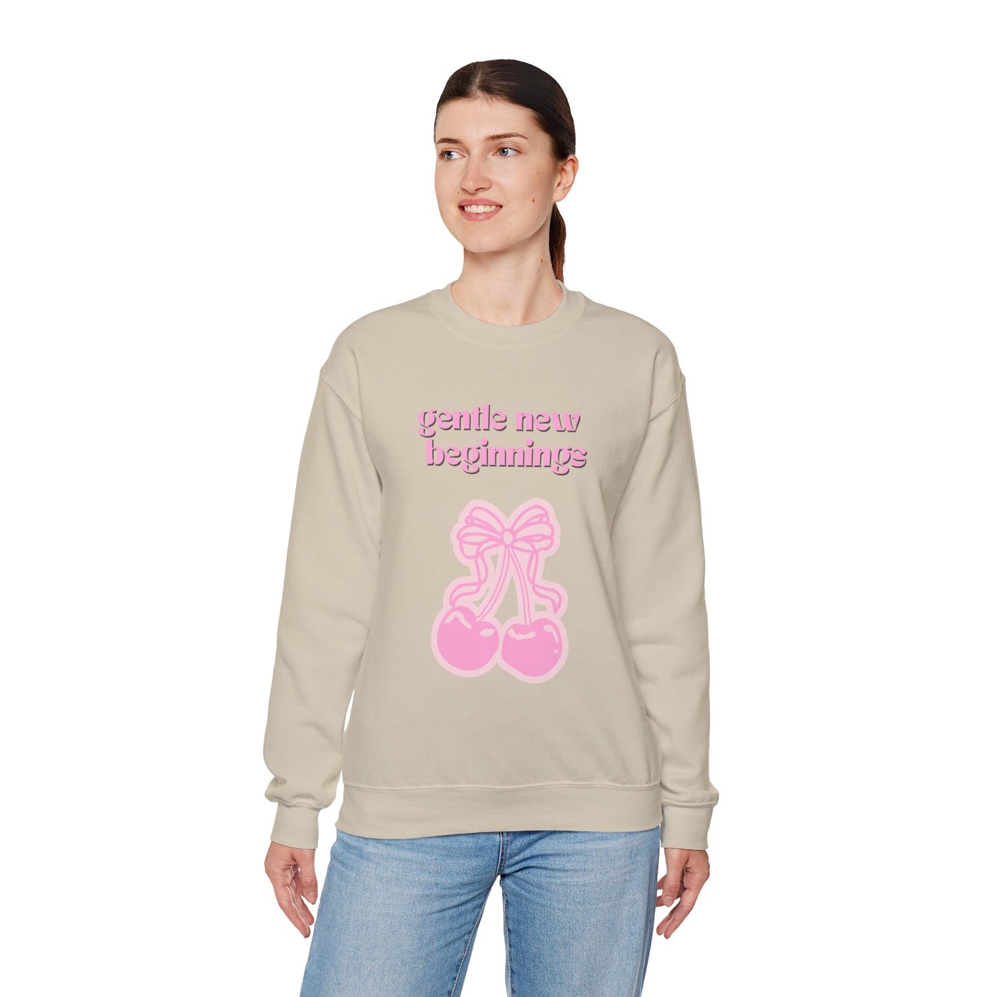 Sudadera de cuello redondo con cereza rosa Gentle New Beginnings