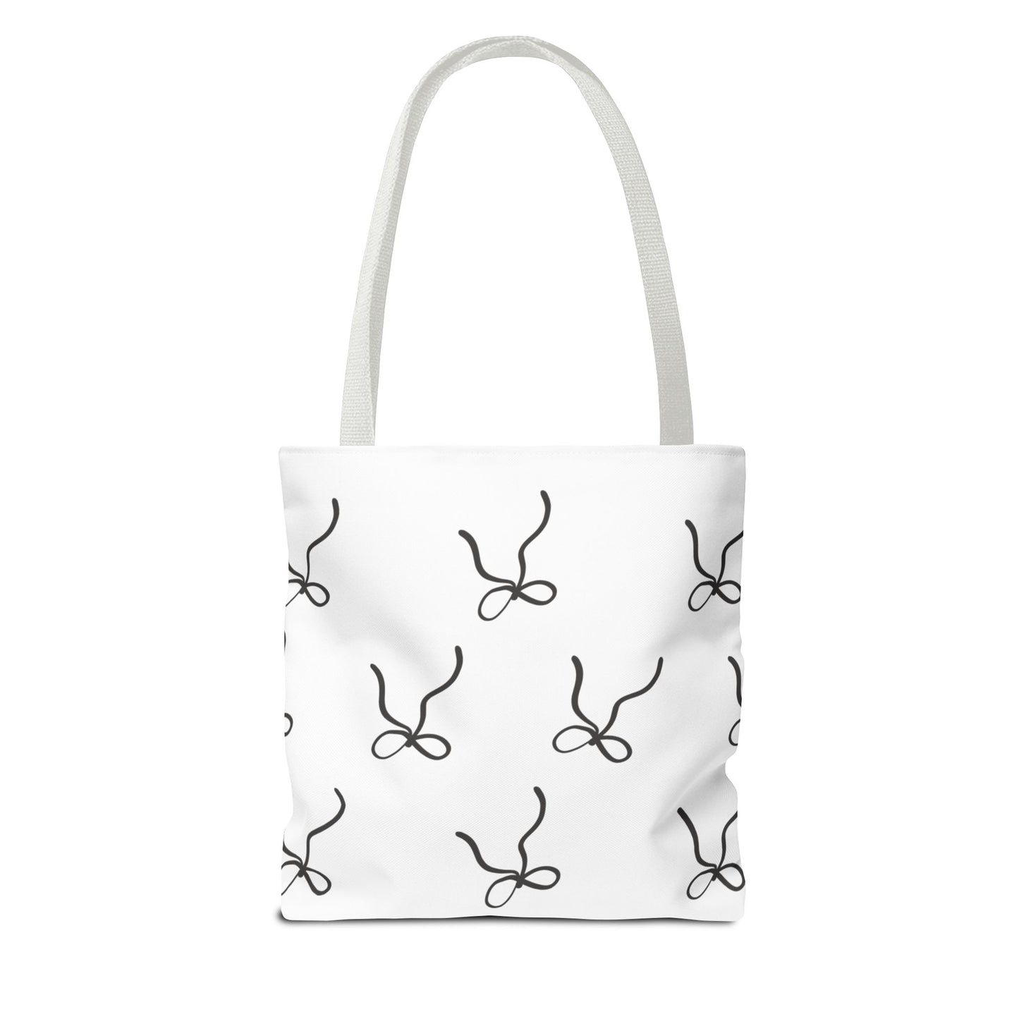 Minimalist Black Bow Pattern Tote Bag — All-Over Print
