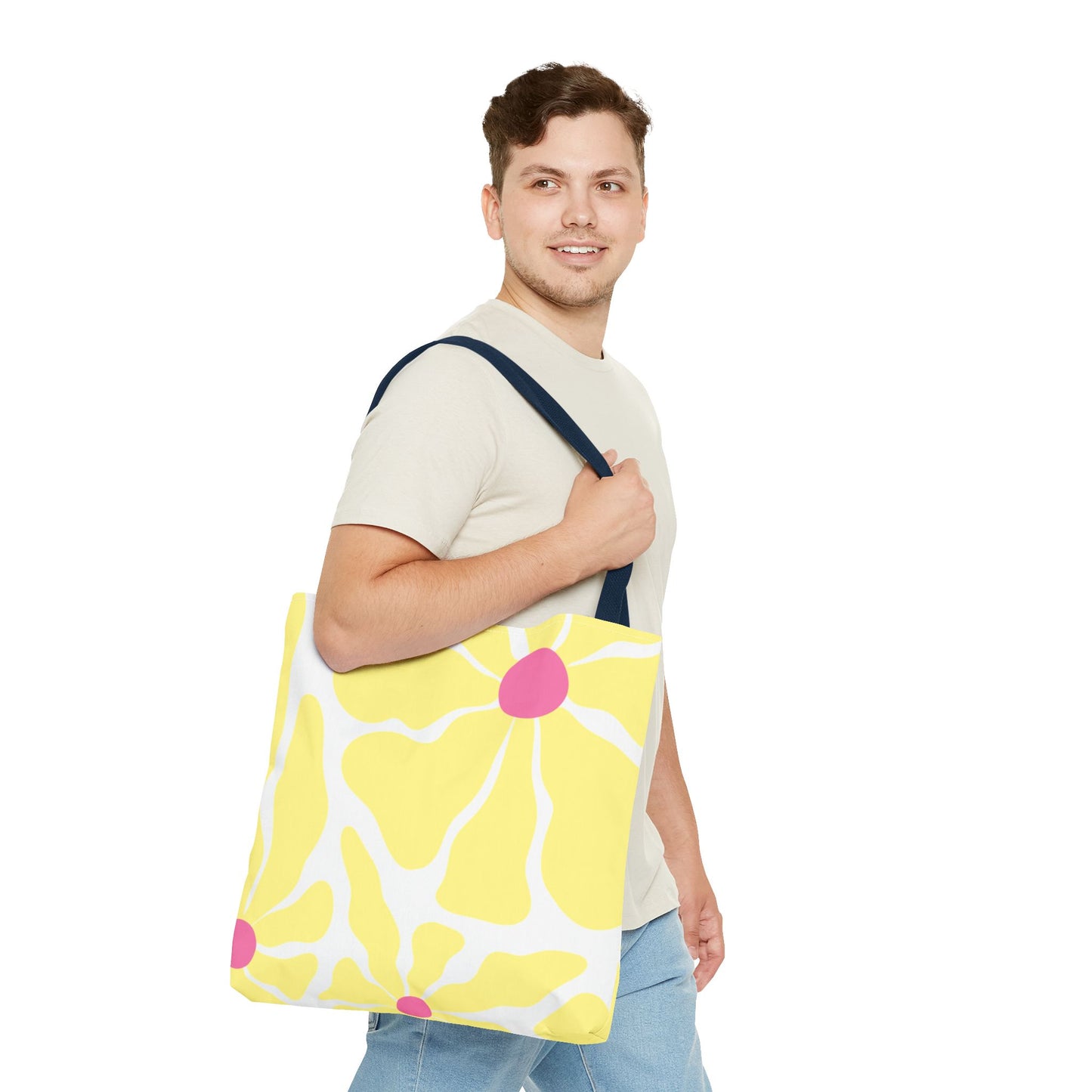 Floral Sunshine Yellow Daisy Tote Bag — All-Over Print