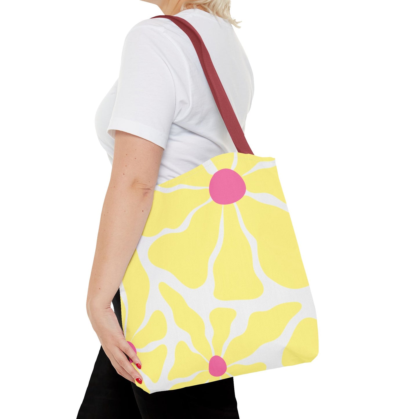 Floral Sunshine Yellow Daisy Tote Bag — All-Over Print