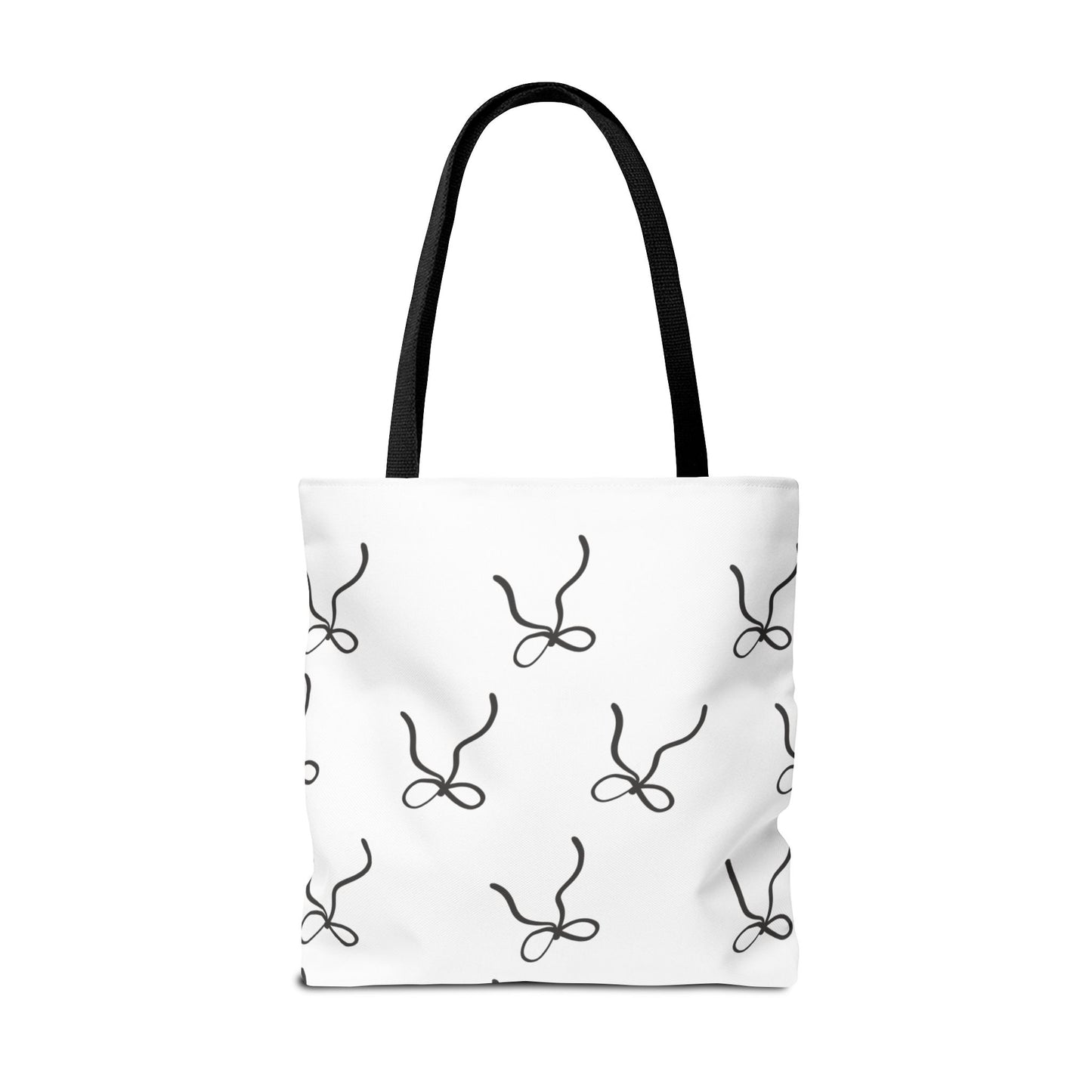 Minimalist Black Bow Pattern Tote Bag — All-Over Print