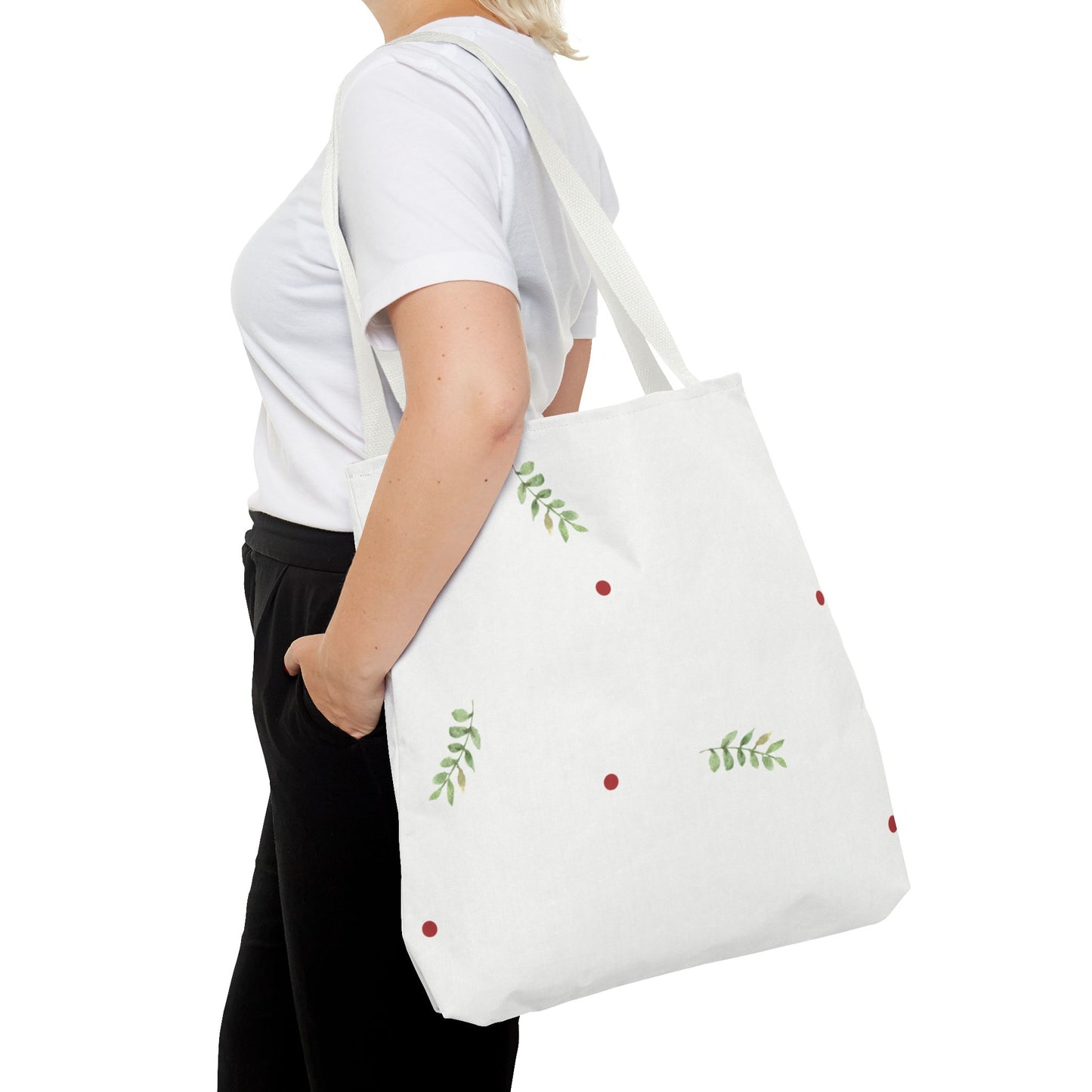 Minimal Holiday Dots Tote Bag — Festive Polka Dot Holiday Shopper