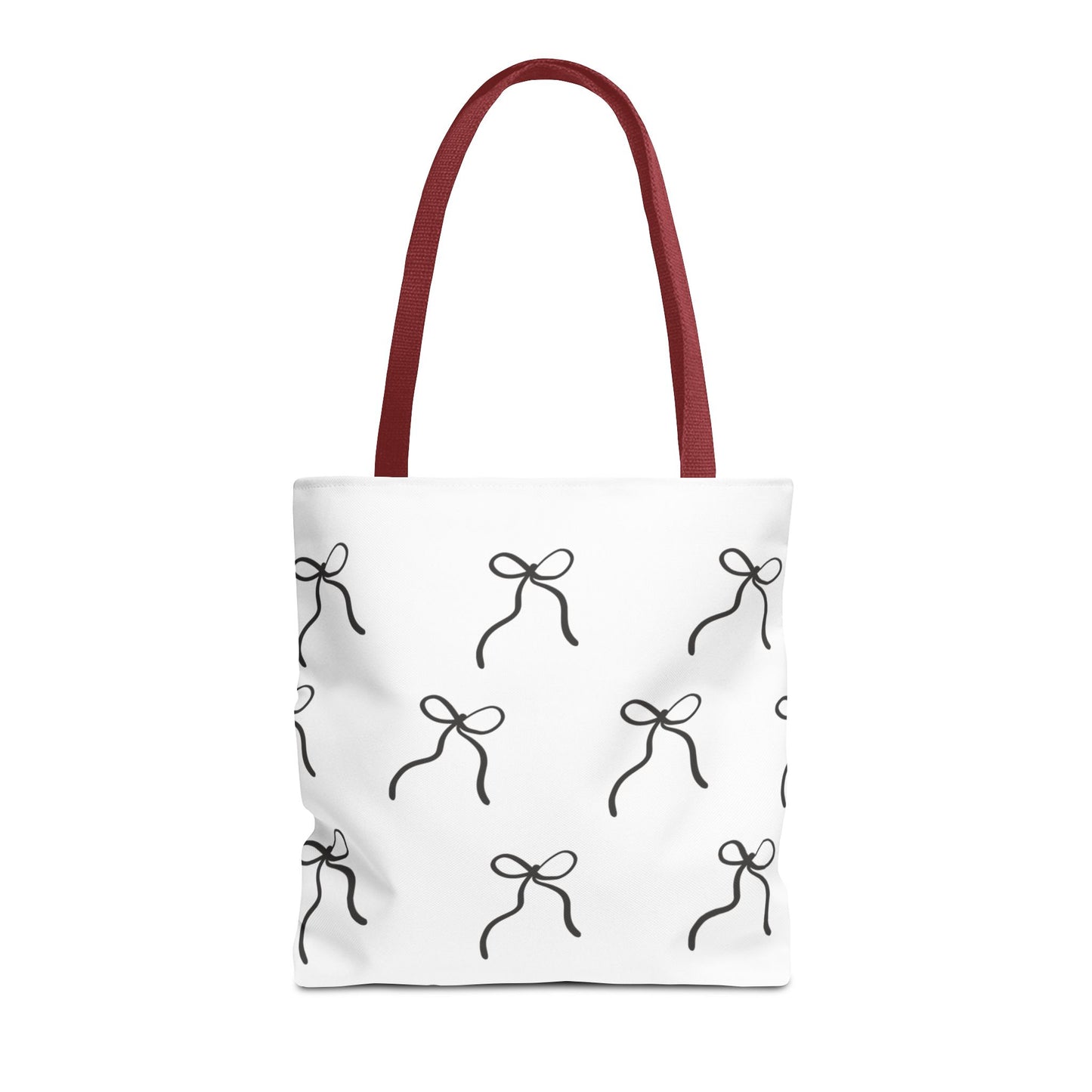Minimalist Black Bow Pattern Tote Bag — All-Over Print
