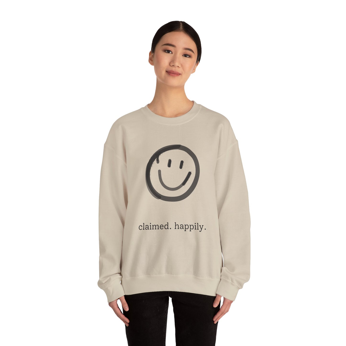 Claimed. Happily. Smiley Crewneck Sweatshirt