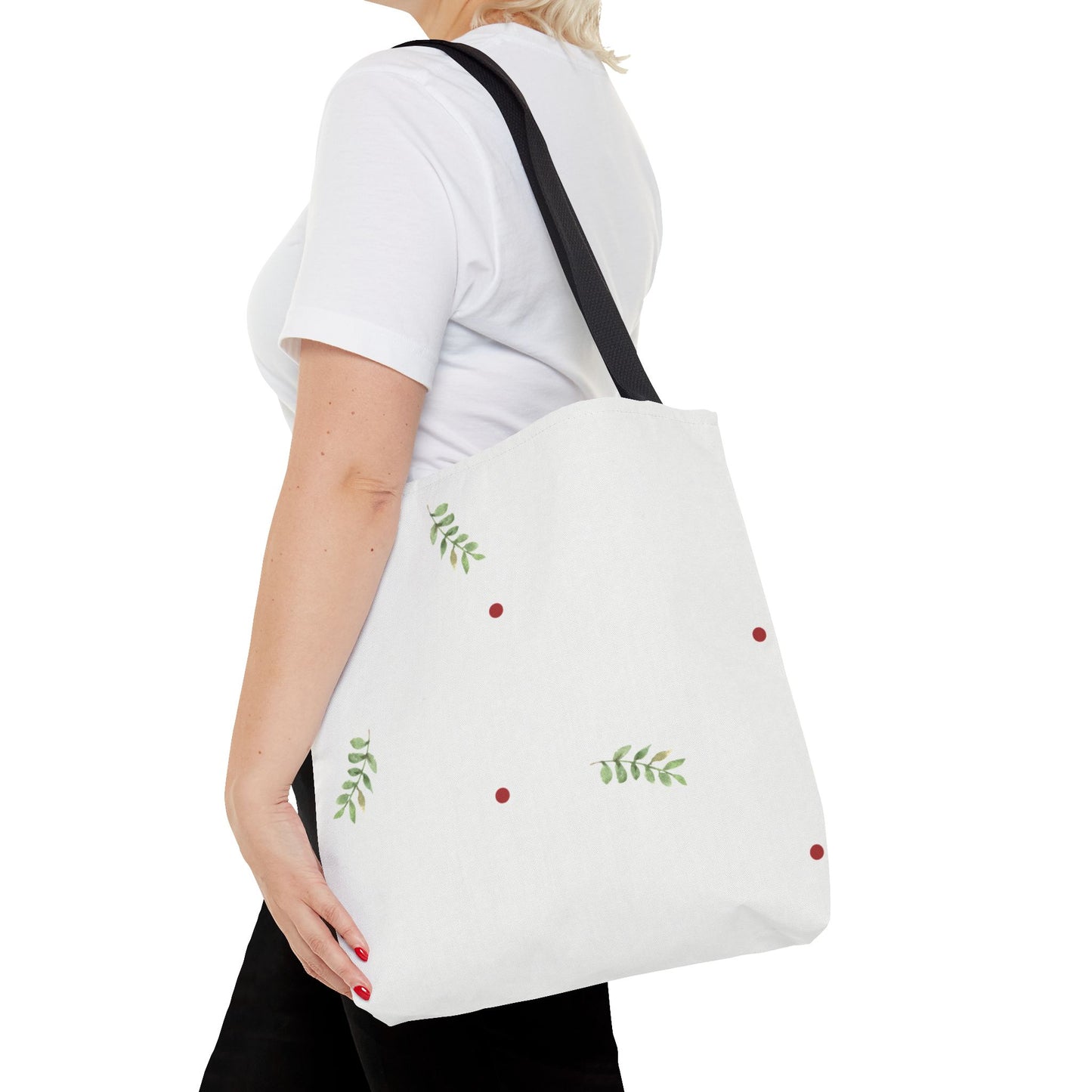 Minimal Holiday Dots Tote Bag — Festive Polka Dot Holiday Shopper
