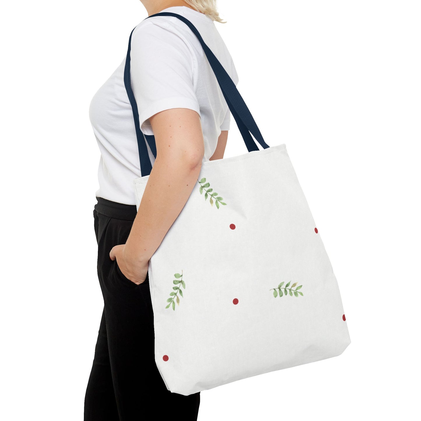 Minimal Holiday Dots Tote Bag — Festive Polka Dot Holiday Shopper