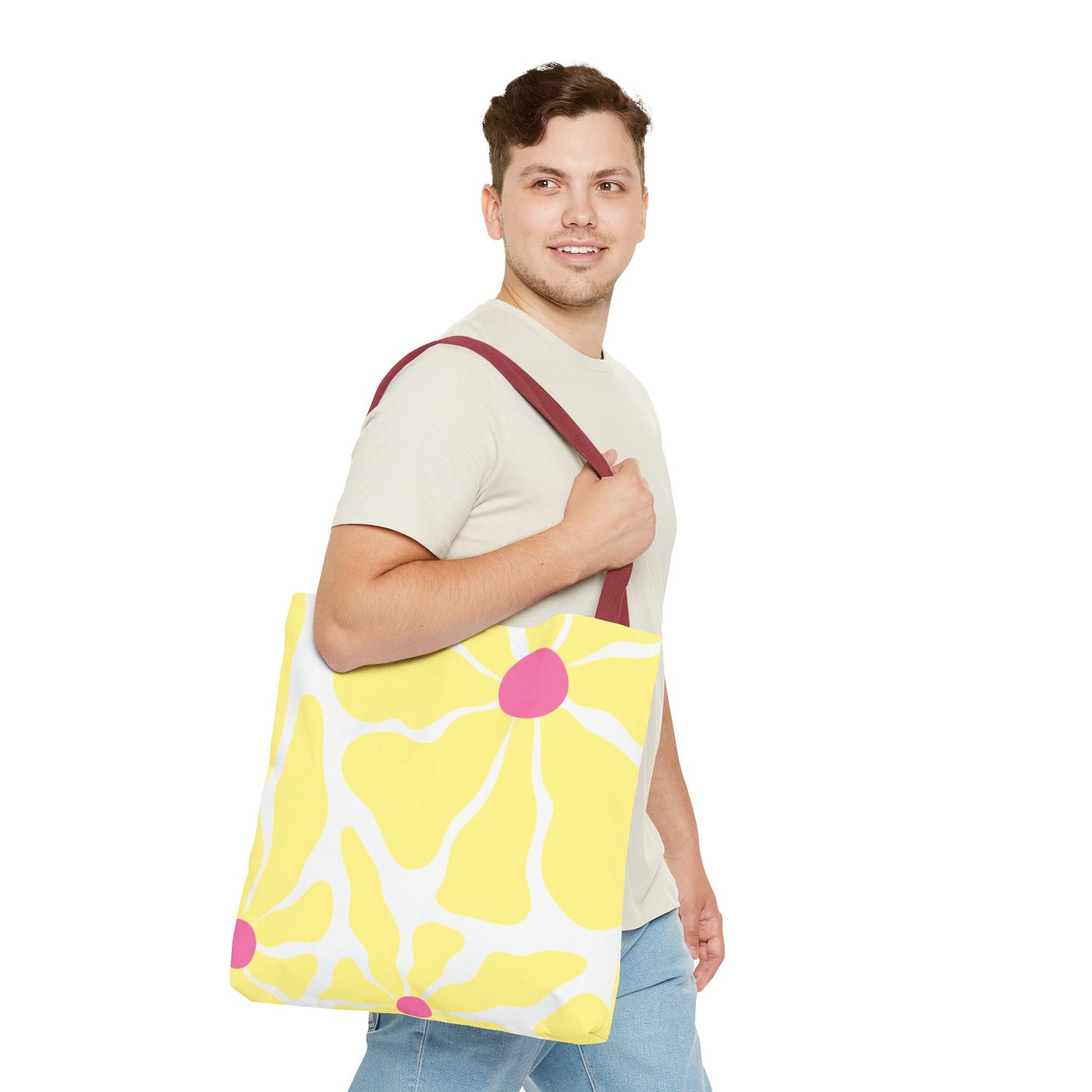 Floral Sunshine Yellow Daisy Tote Bag — All-Over Print