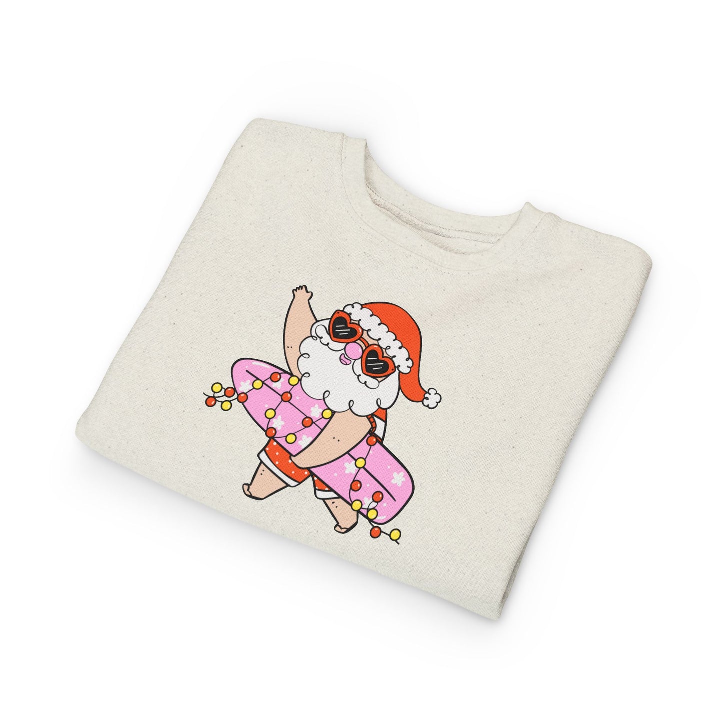 Sudadera para niños pequeños — Surfing Santa Christmas Crewneck para niños