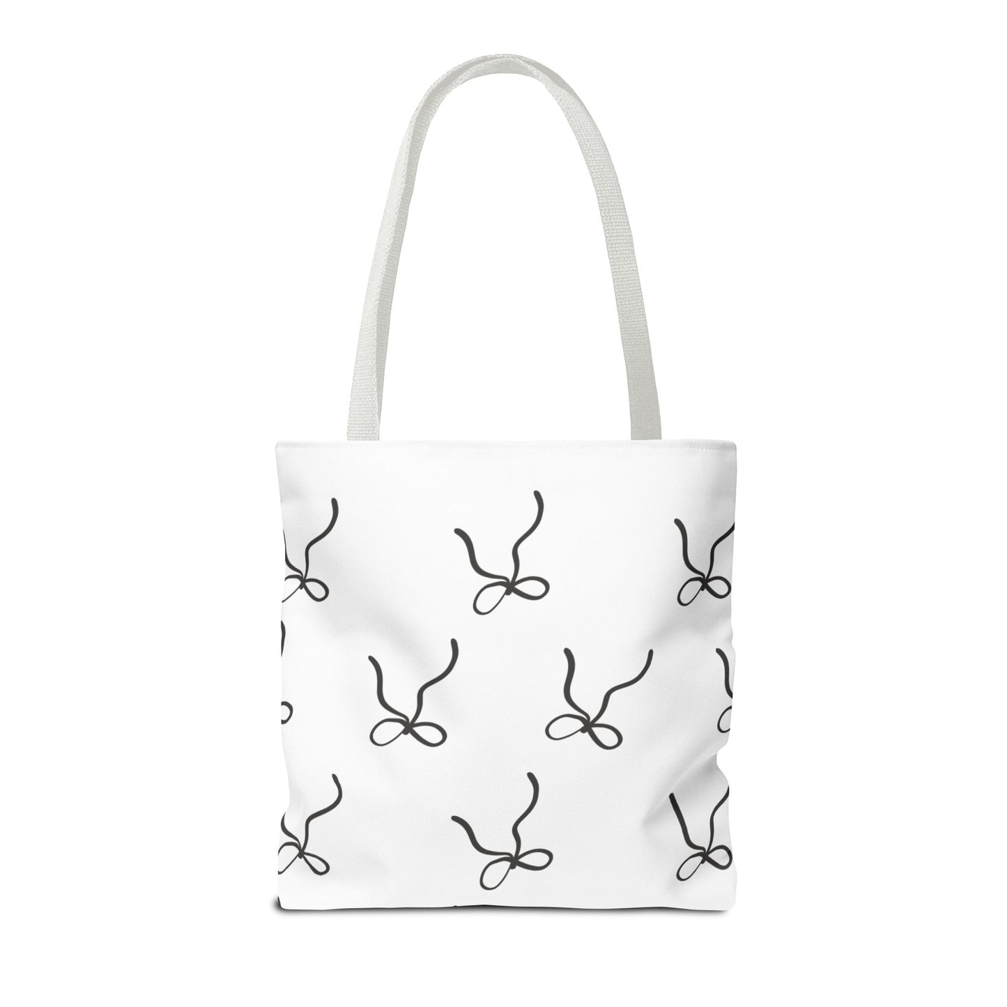 Minimalist Black Bow Pattern Tote Bag — All-Over Print