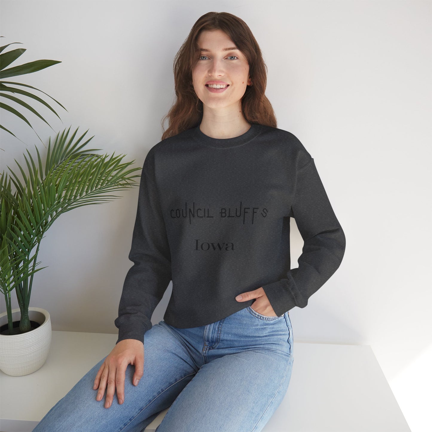 Council Bluffs Iowa Crewneck Sweatshirt – Minimalist City Name Pullover