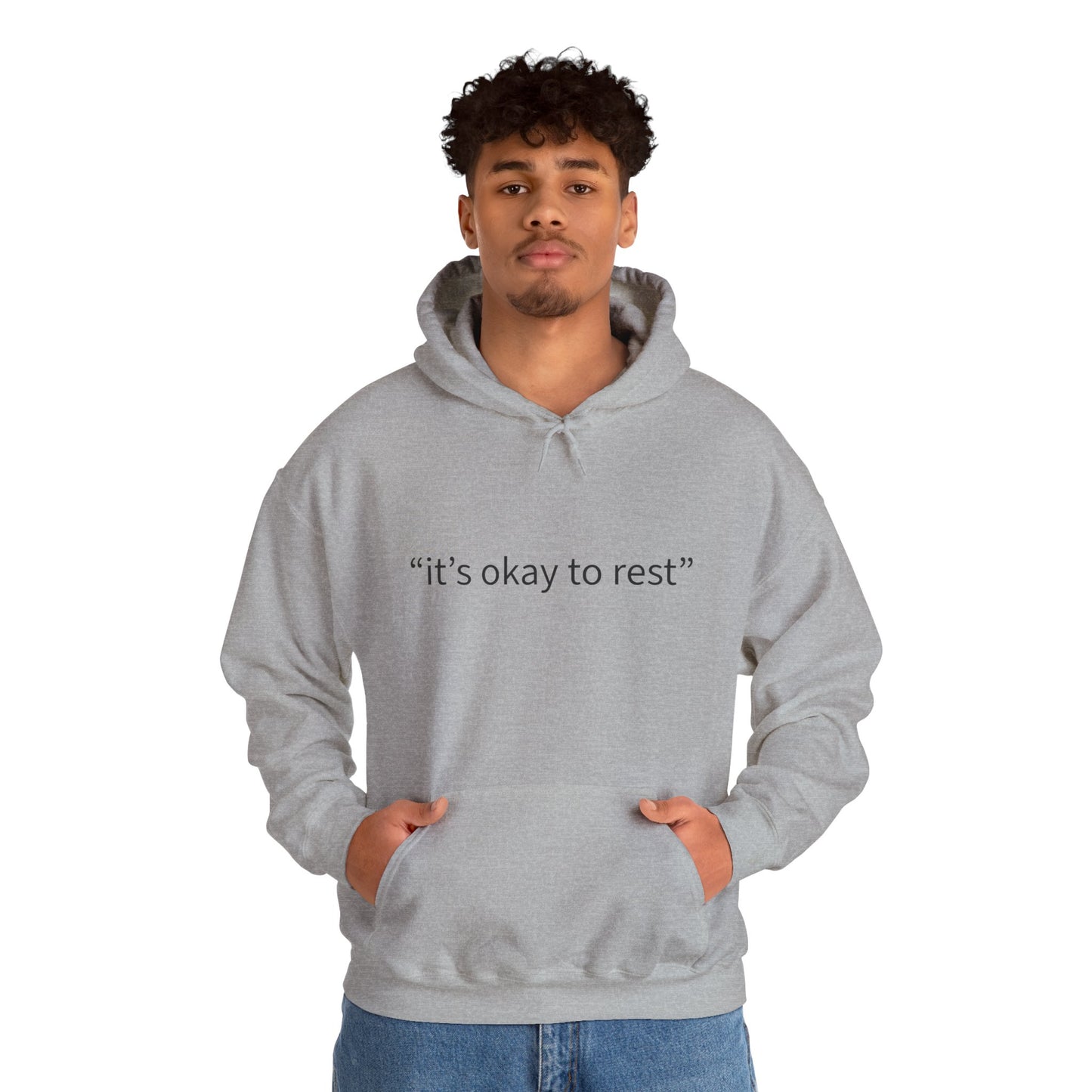 Hoodie — "it's okay to rest" Minimal Self-Care Pullover