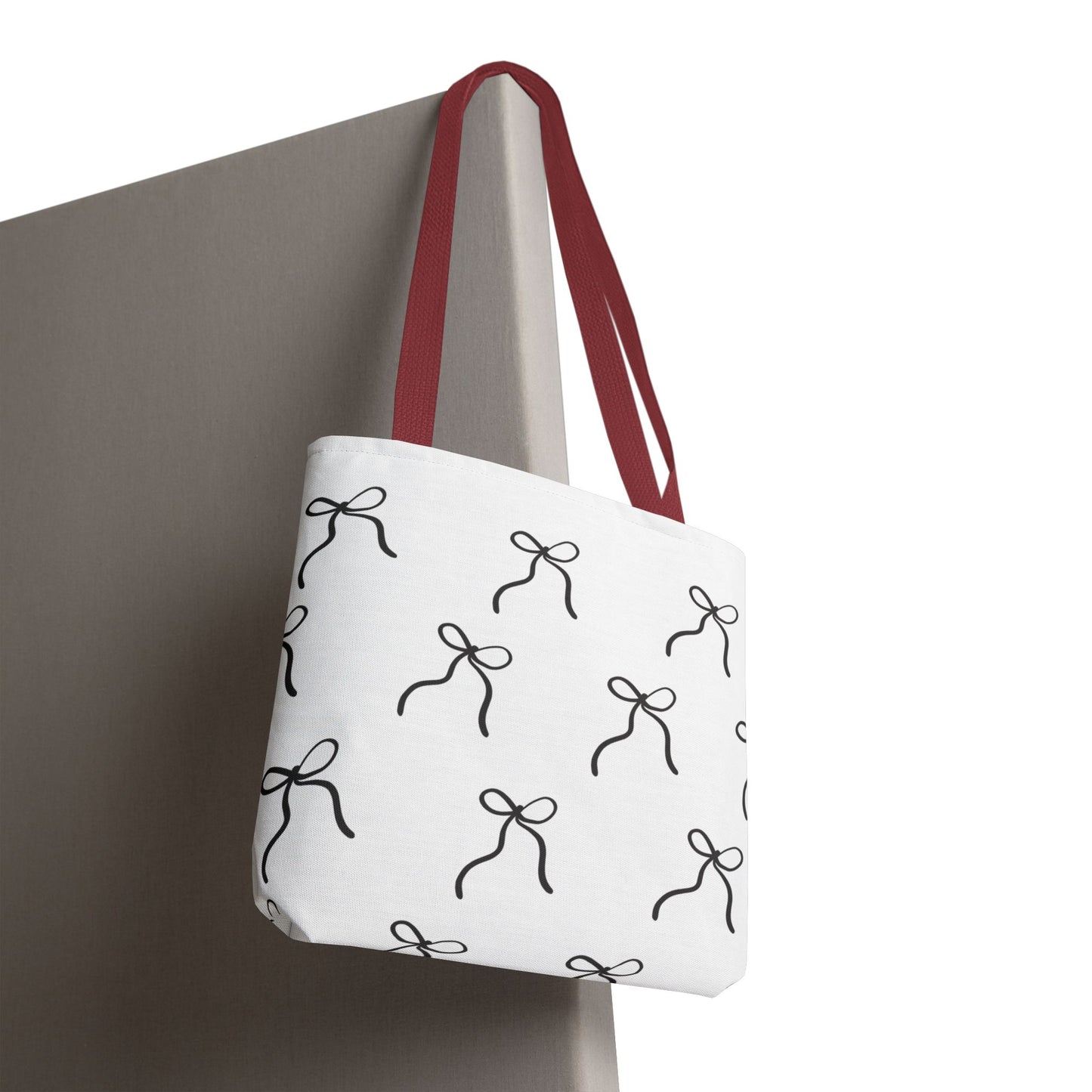 Minimalist Black Bow Pattern Tote Bag — All-Over Print