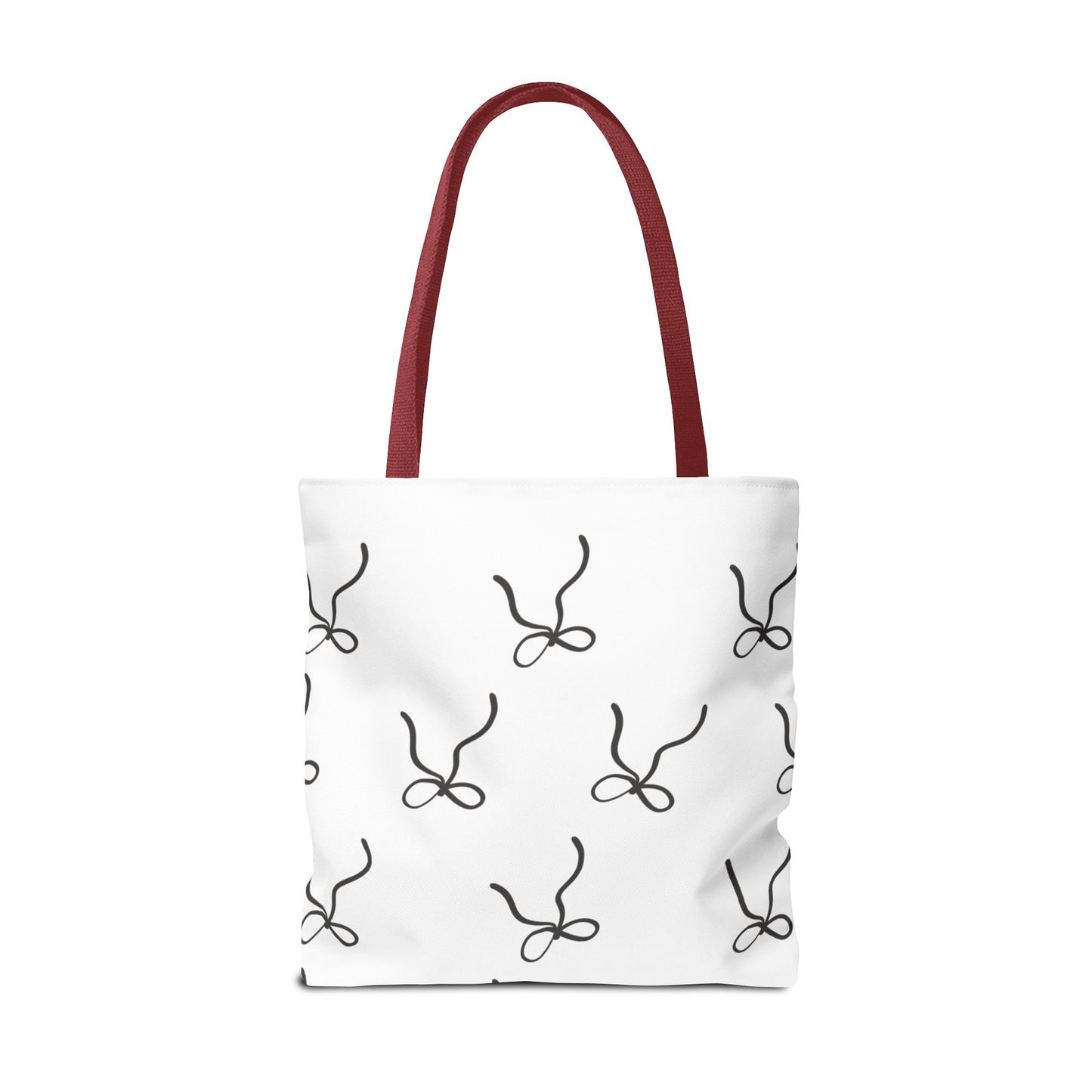 Minimalist Black Bow Pattern Tote Bag — All-Over Print