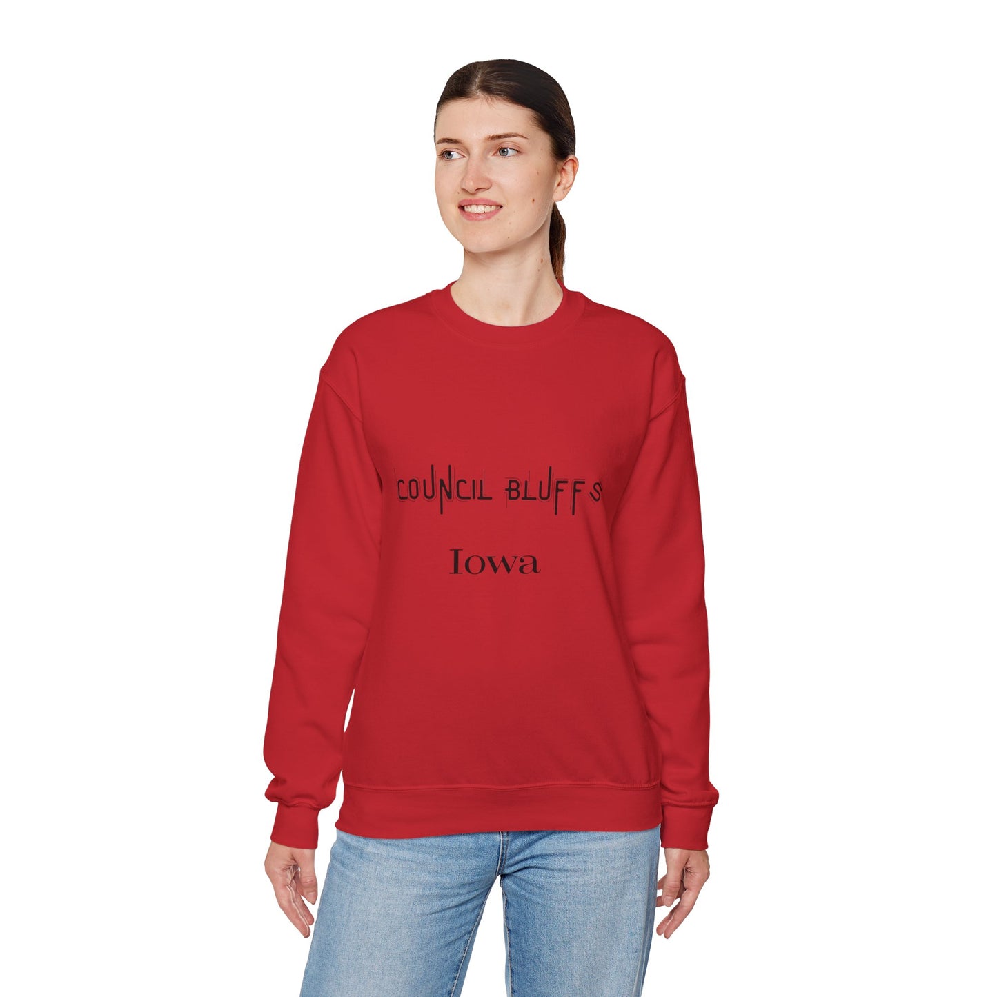 Council Bluffs Iowa Crewneck Sweatshirt – Minimalist City Name Pullover