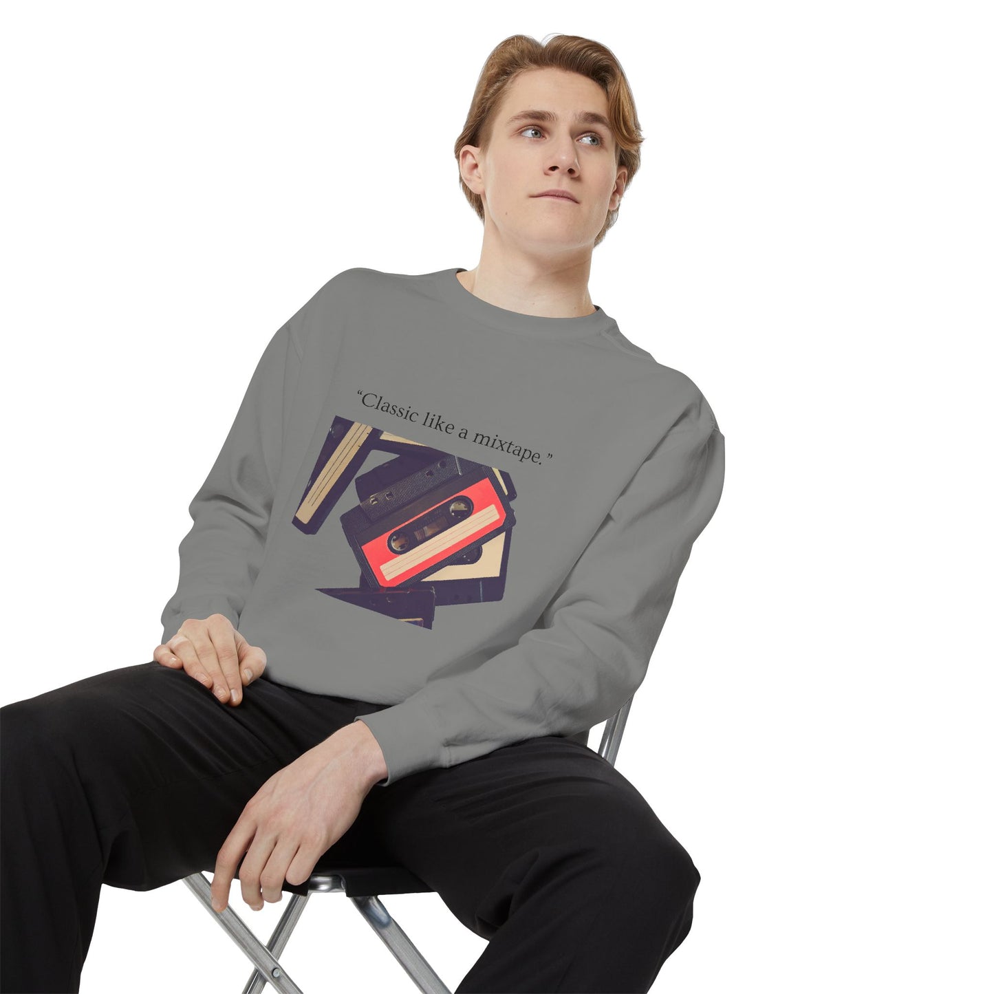 Cassette Mixtape Sweatshirt — "Classic like a mixtape." Retro Tape Crewneck