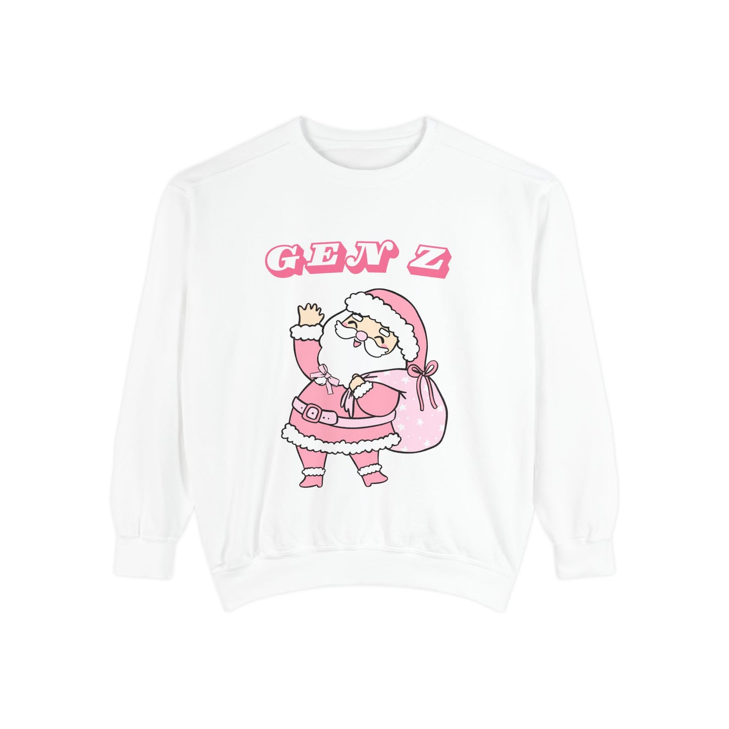 Sudadera de Papá Noel de la Generación Z: cuello redondo navideño rosa retro