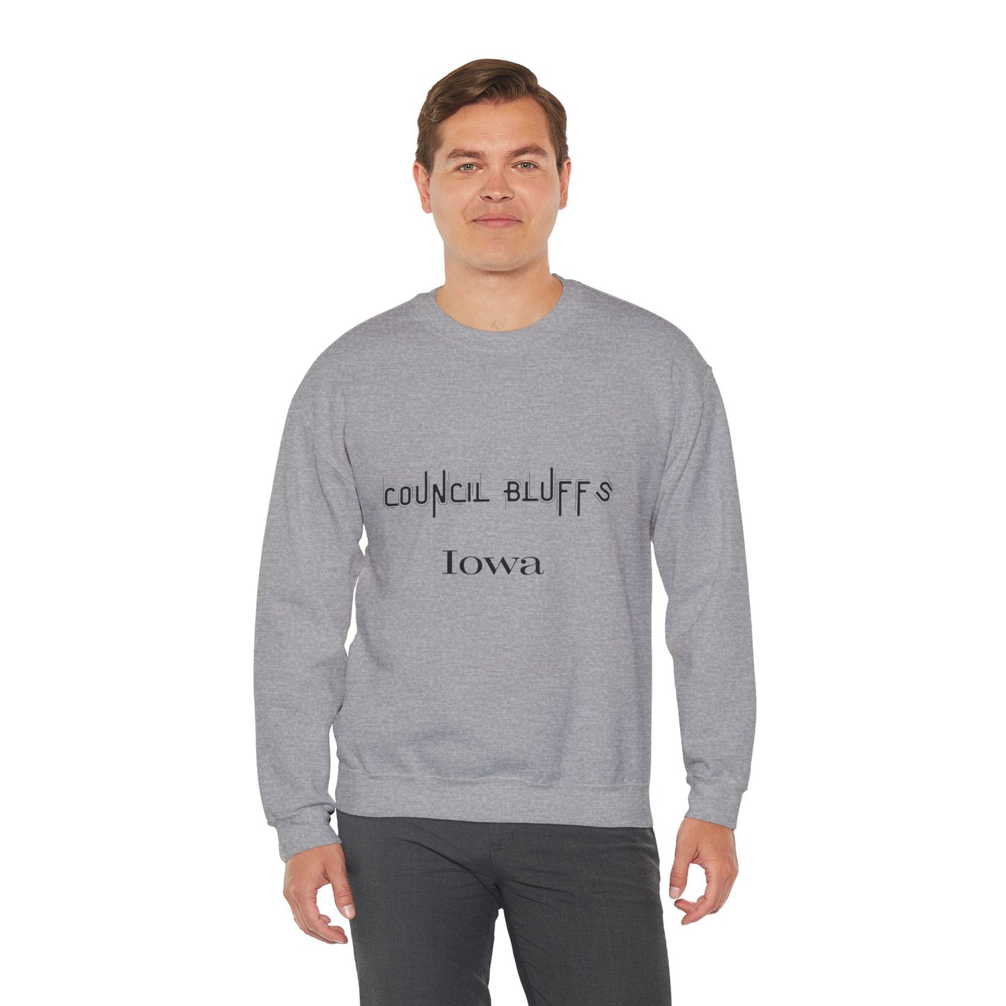 Council Bluffs Iowa Crewneck Sweatshirt – Minimalist City Name Pullover