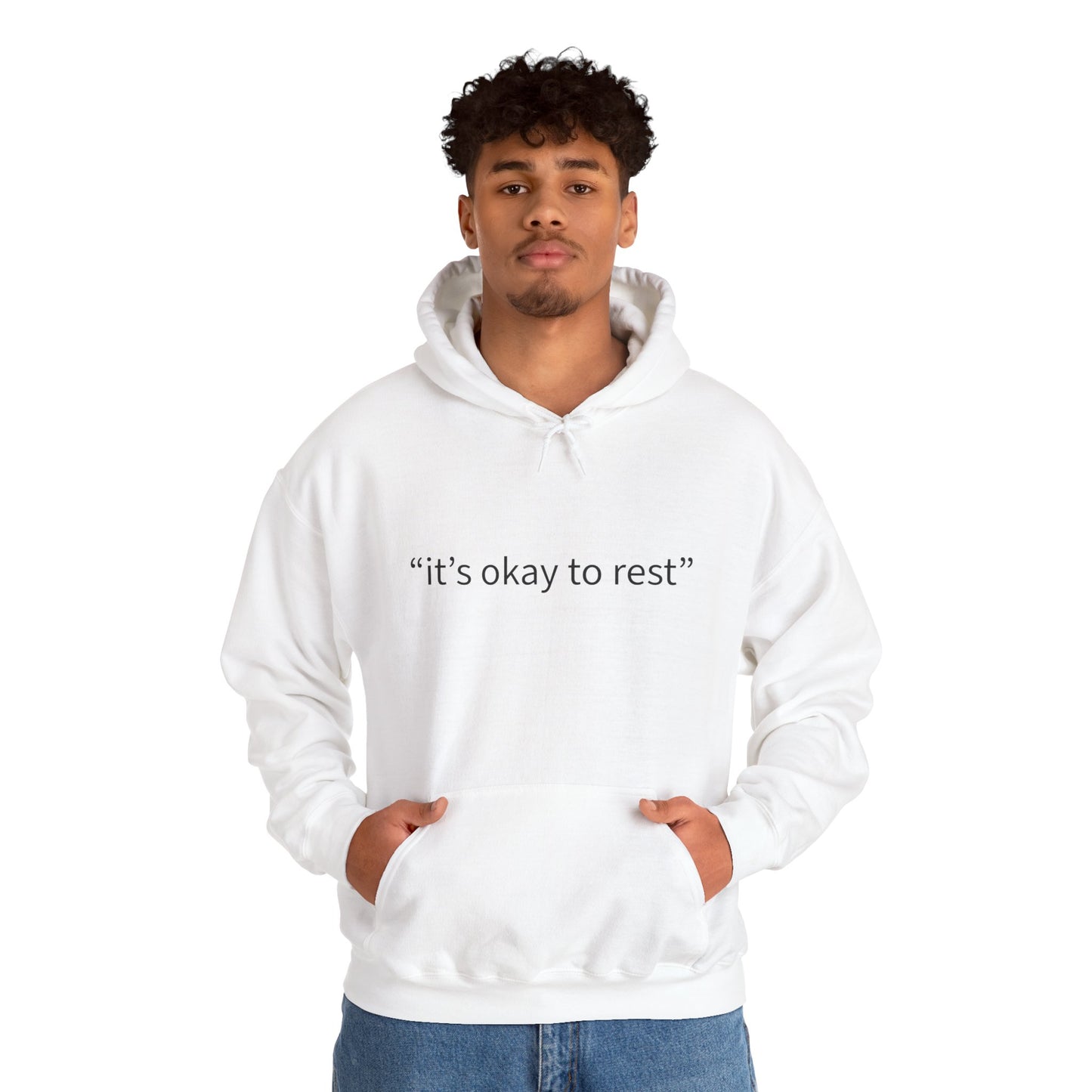 Hoodie — "it's okay to rest" Minimal Self-Care Pullover