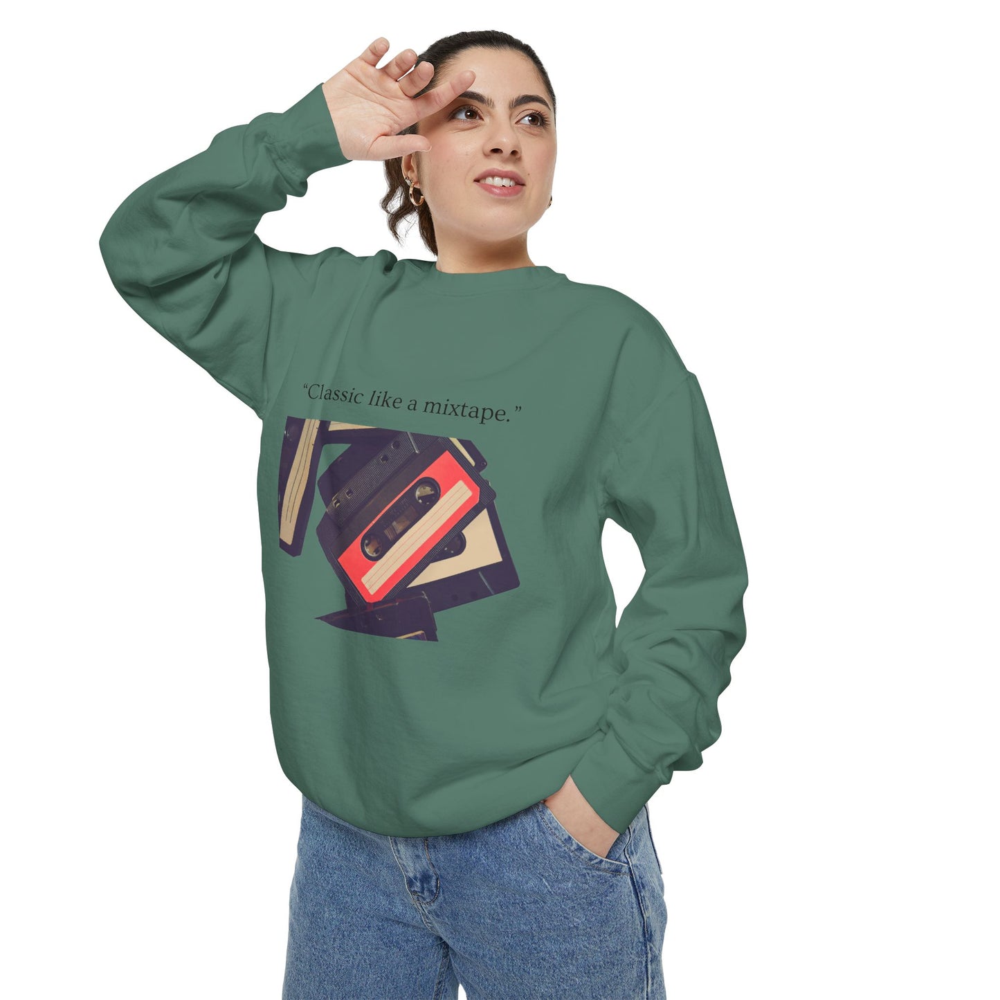 Cassette Mixtape Sweatshirt — "Classic like a mixtape." Retro Tape Crewneck