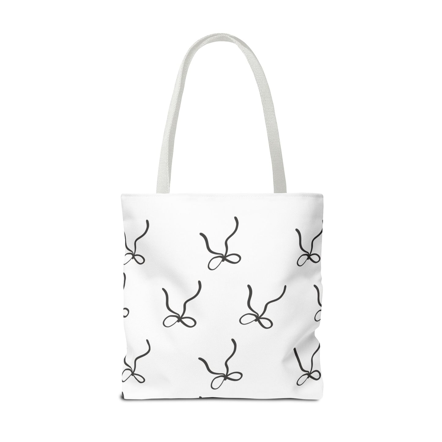 Minimalist Black Bow Pattern Tote Bag — All-Over Print