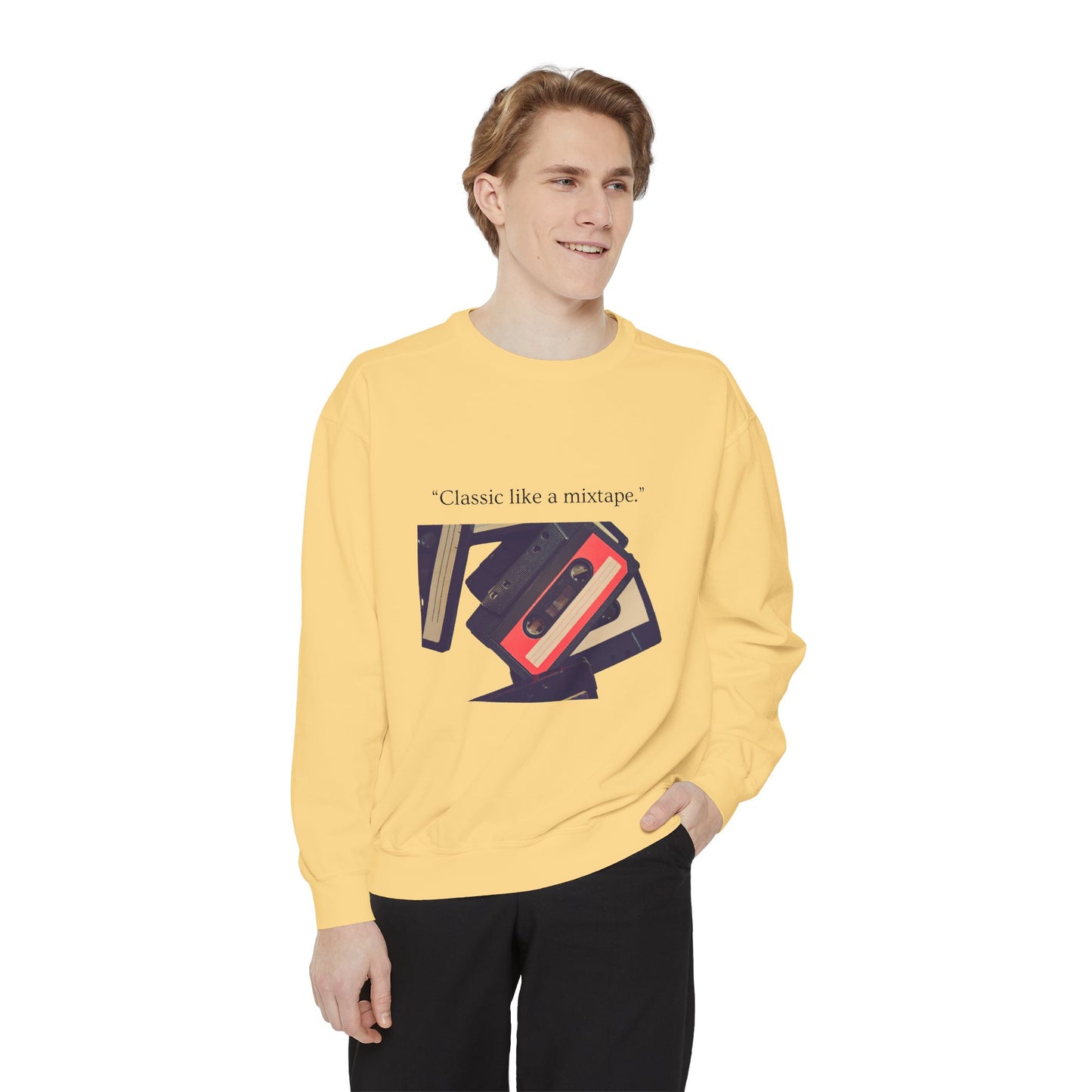 Cassette Mixtape Sweatshirt — "Classic like a mixtape." Retro Tape Crewneck