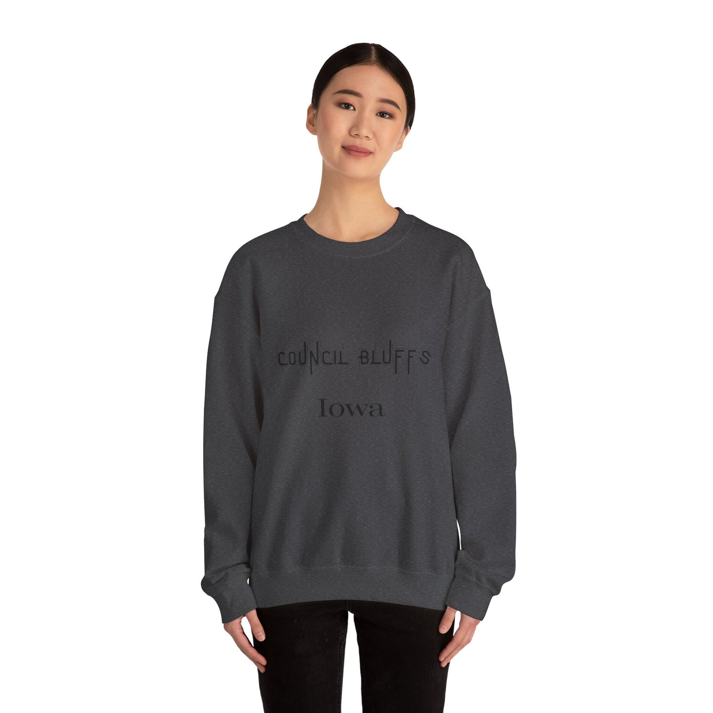 Council Bluffs Iowa Crewneck Sweatshirt – Minimalist City Name Pullover