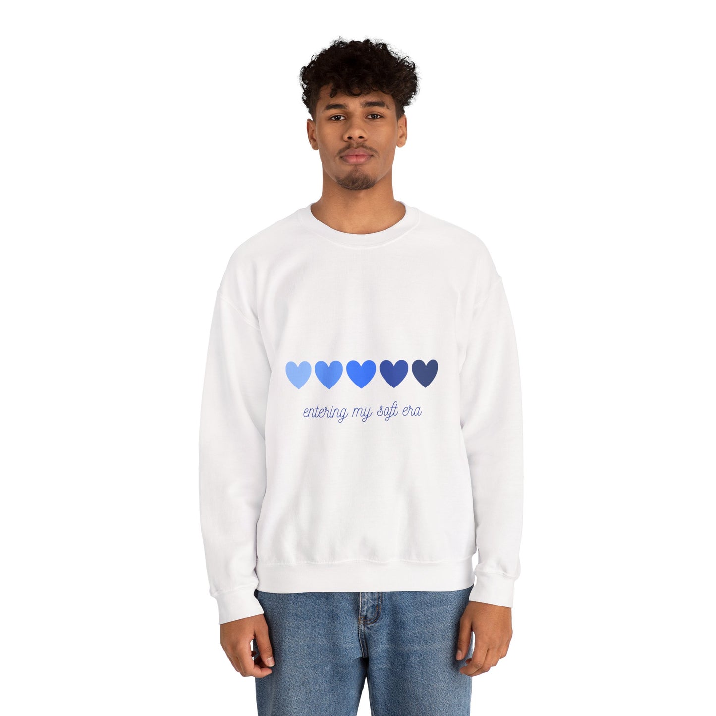 Sudadera de cuello redondo con gráfico de corazón azul «Entering My Soft Era»