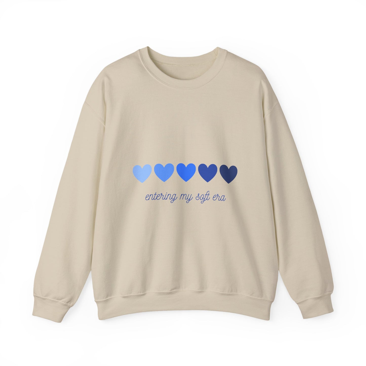 Sudadera de cuello redondo con gráfico de corazón azul «Entering My Soft Era»