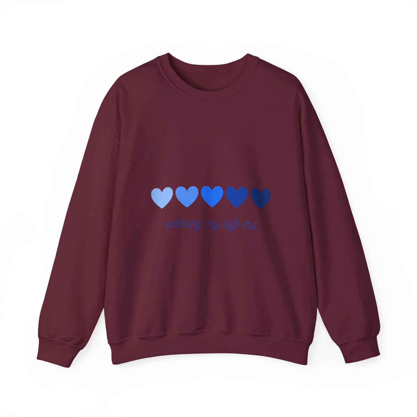 Sudadera de cuello redondo con gráfico de corazón azul «Entering My Soft Era»