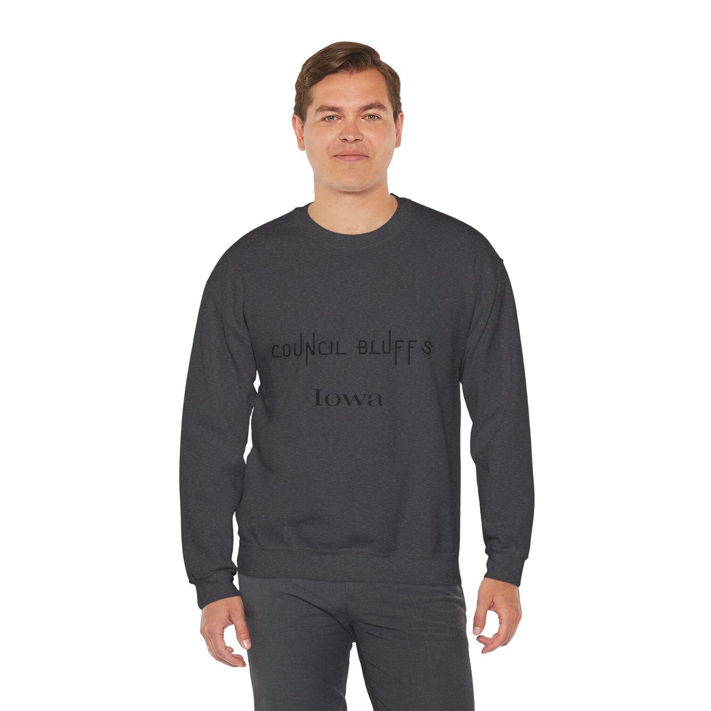 Council Bluffs Iowa Crewneck Sweatshirt – Minimalist City Name Pullover