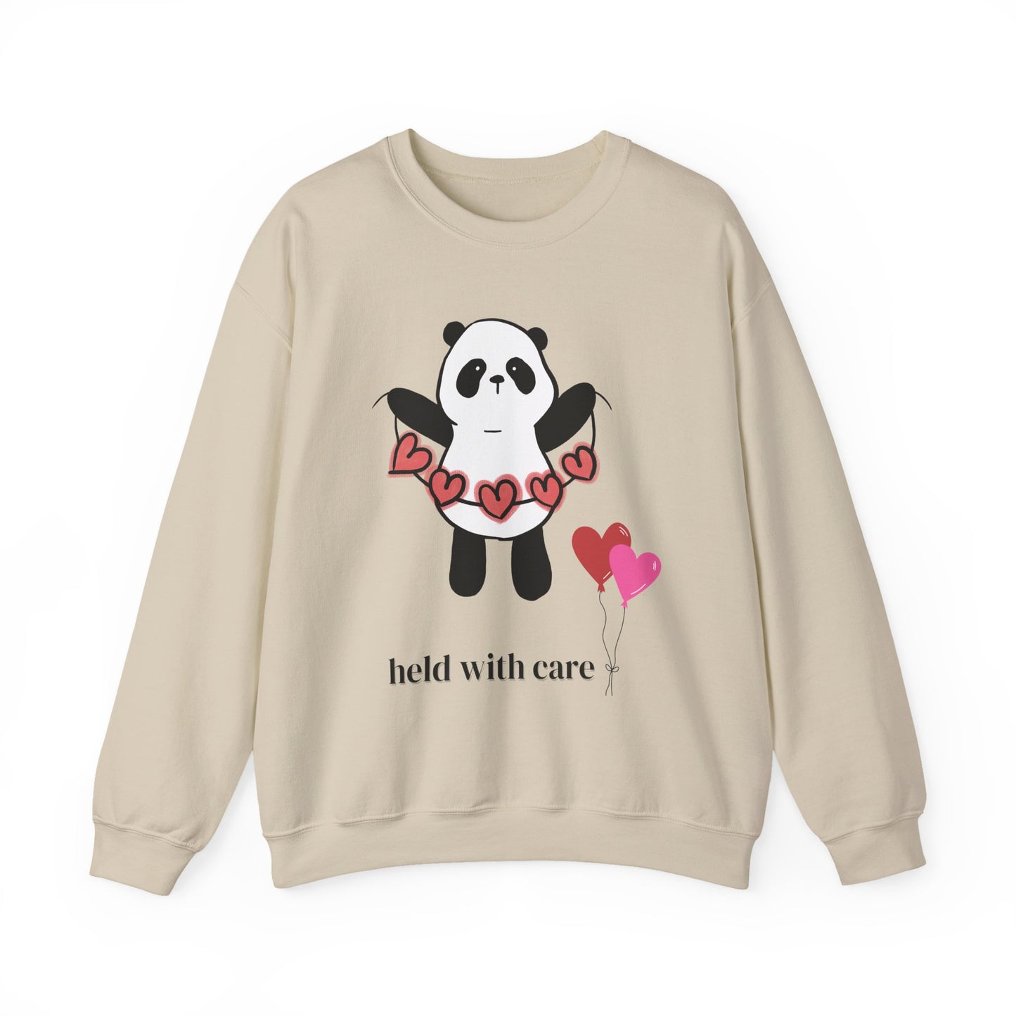 Sudadera de cuello redondo "Held With Care Panda": un regalo acogedor de Año Nuevo