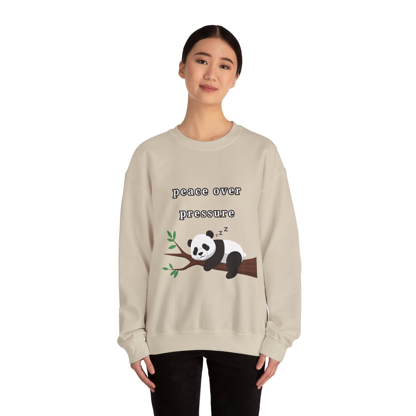 Sudadera de cuello redondo Peace Over Pressure Sleeping Panda