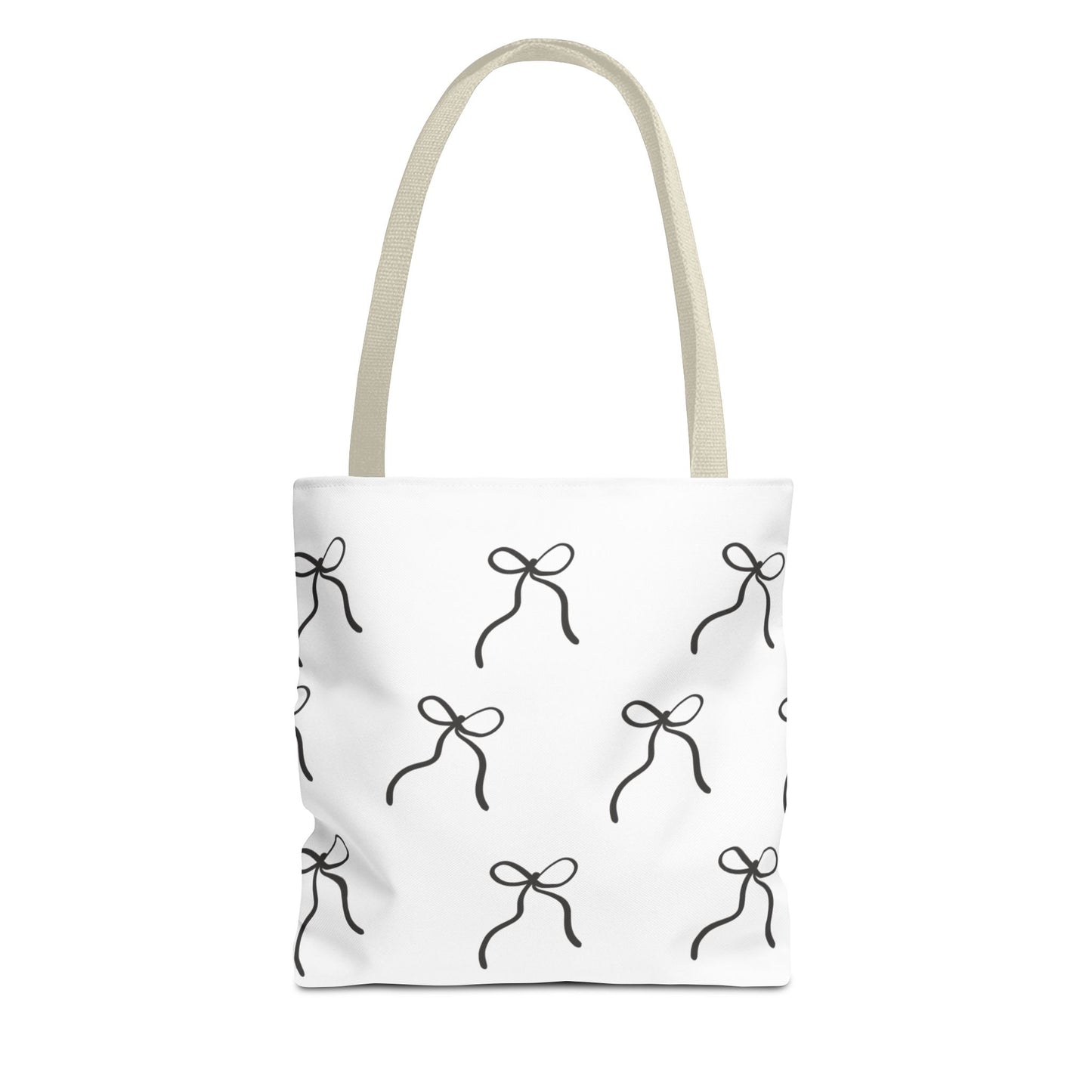 Minimalist Black Bow Pattern Tote Bag — All-Over Print