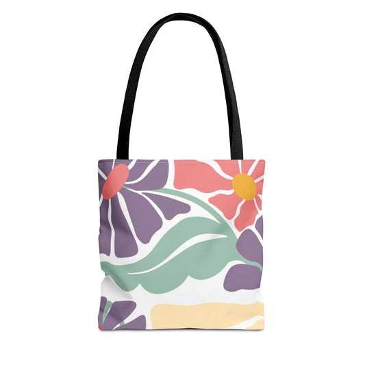 Floral Pastel Tote Bag — Colorful Abstract Flower Shopper