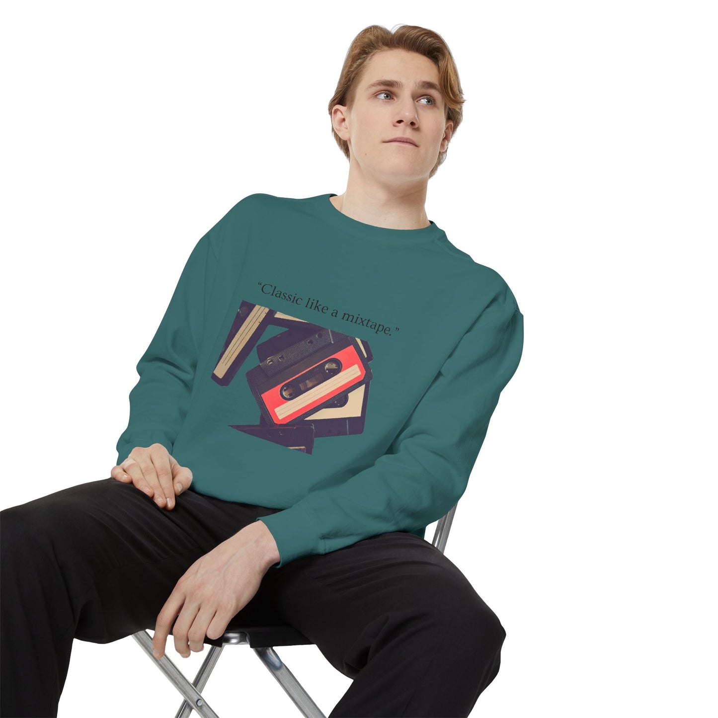 Cassette Mixtape Sweatshirt — "Classic like a mixtape." Retro Tape Crewneck
