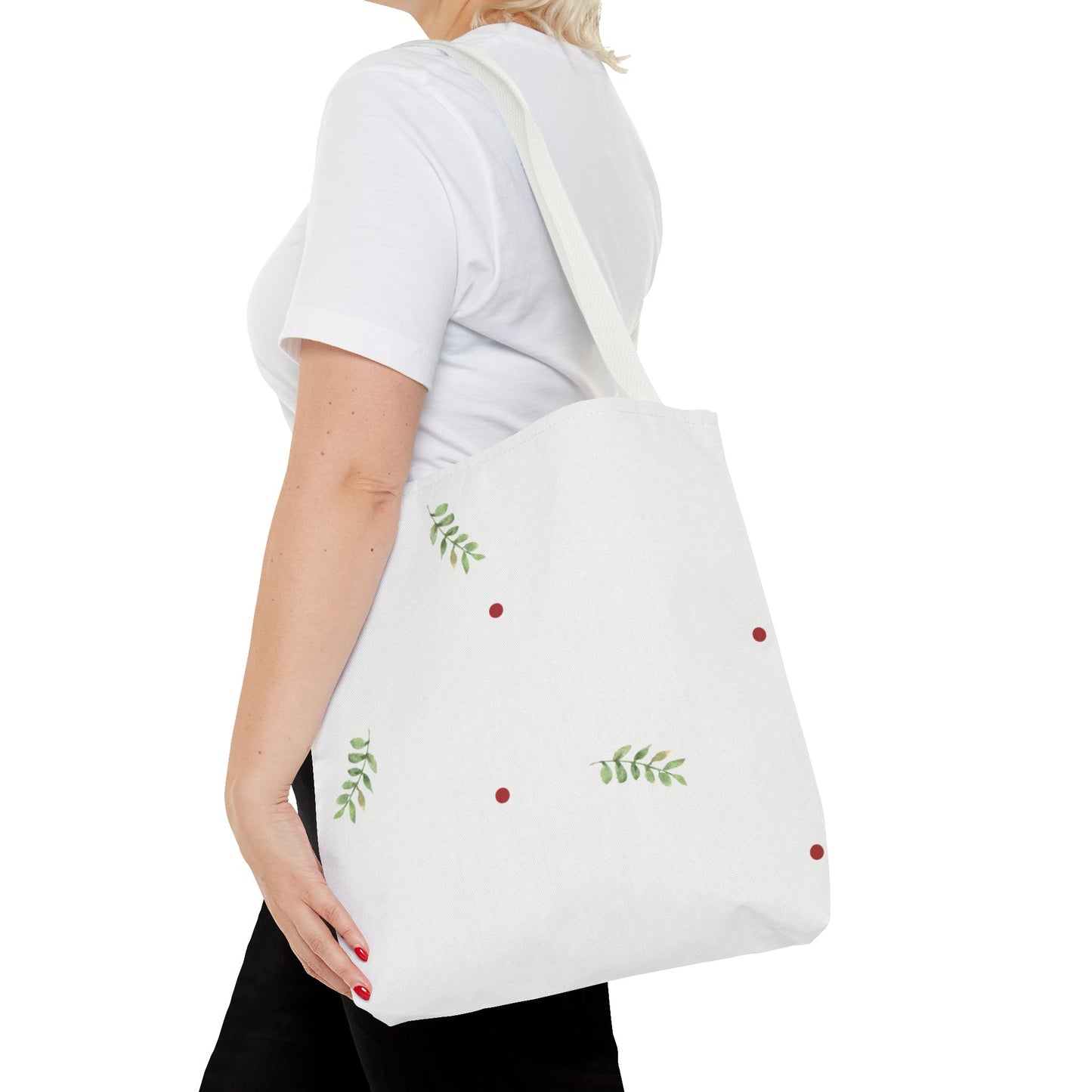 Minimal Holiday Dots Tote Bag — Festive Polka Dot Holiday Shopper