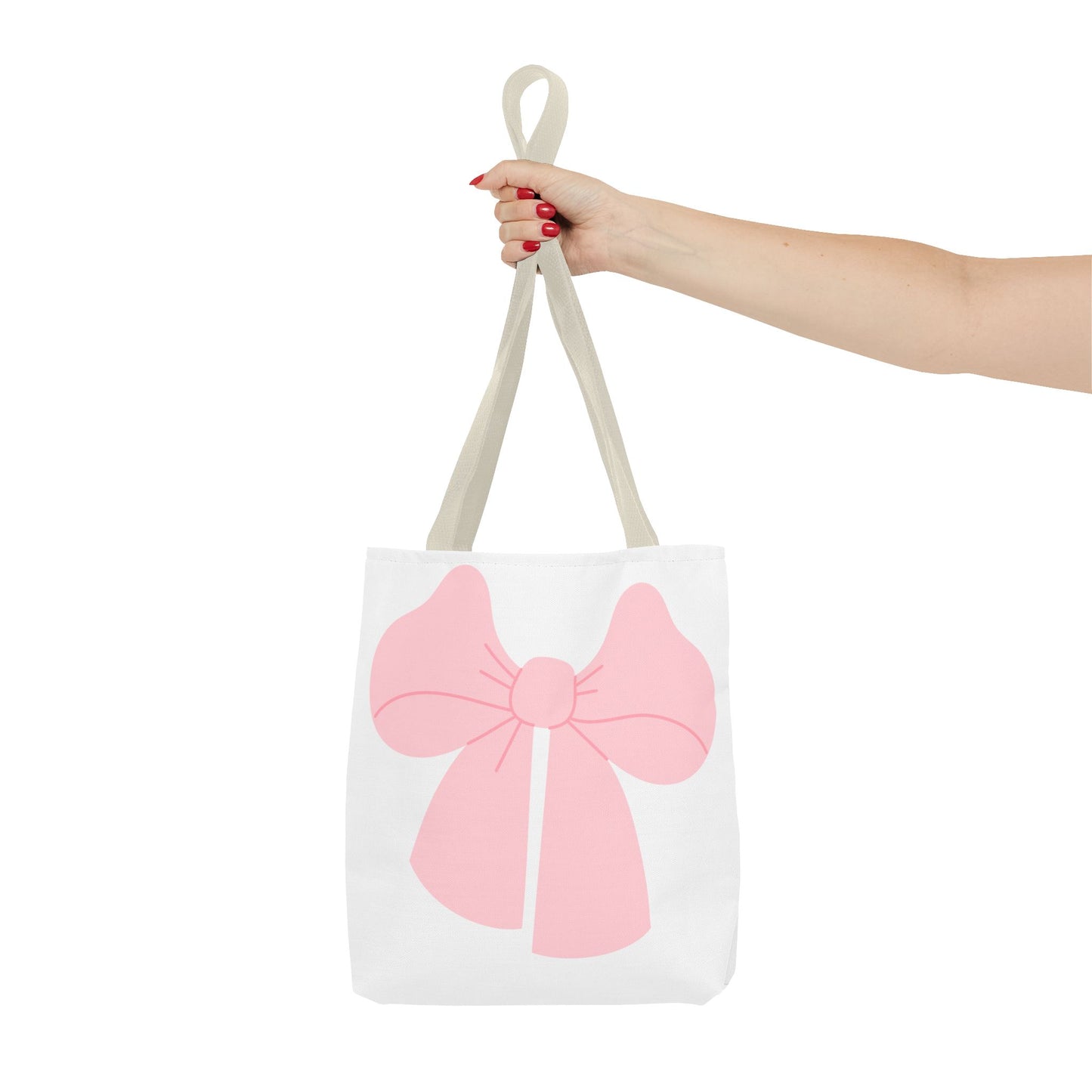 Bolsa de mano con lazo rosa: un bonito bolso de compras con un bonito diseño en tonos pastel.