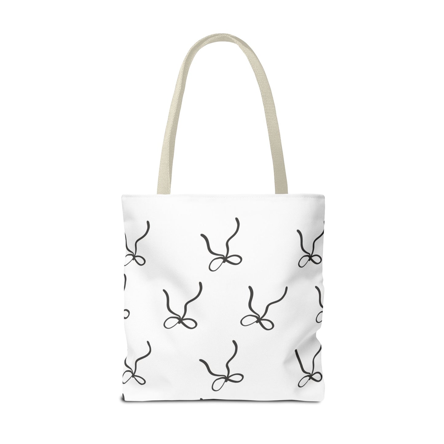 Minimalist Black Bow Pattern Tote Bag — All-Over Print