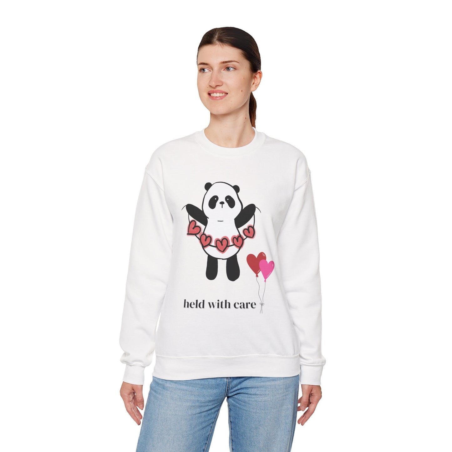 Sudadera de cuello redondo "Held With Care Panda": un regalo acogedor de Año Nuevo