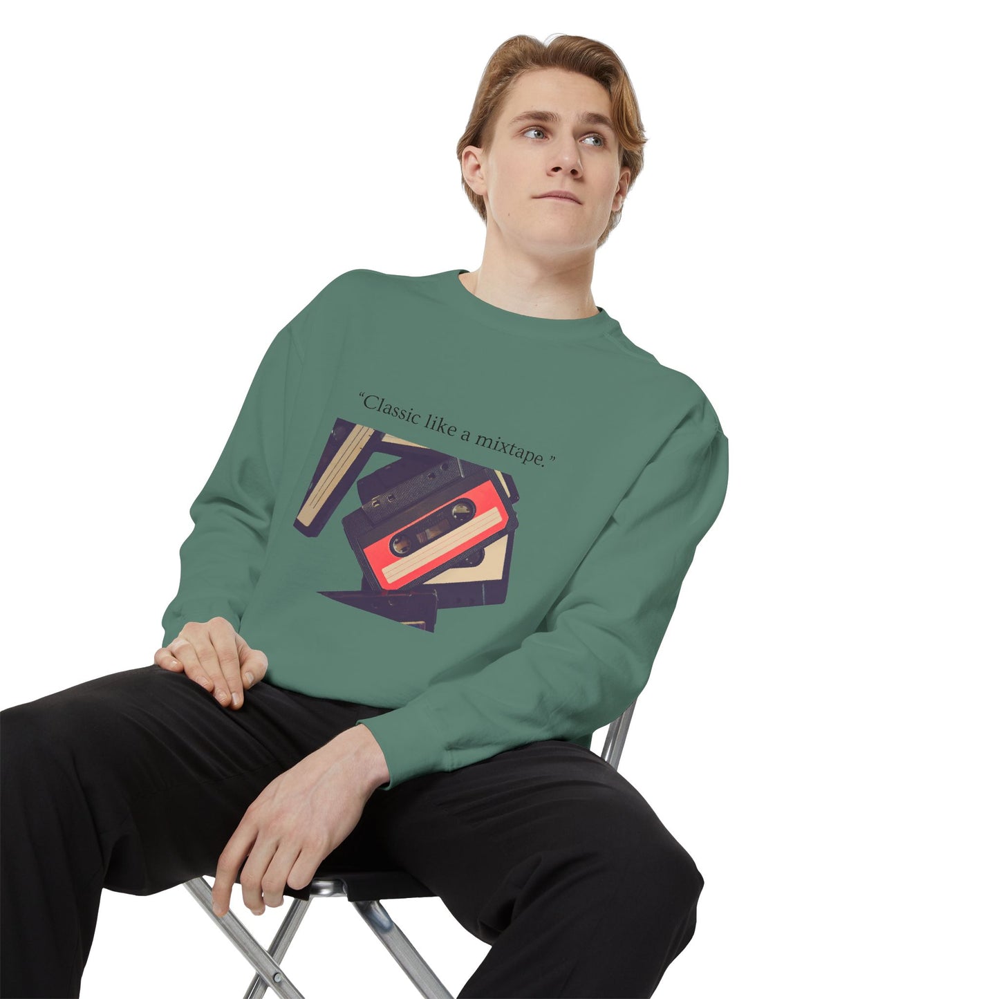 Cassette Mixtape Sweatshirt — "Classic like a mixtape." Retro Tape Crewneck