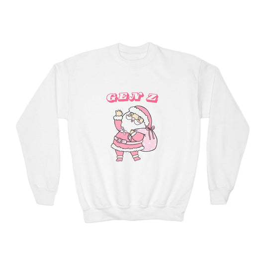 Sudadera de cuello redondo juvenil de Papá Noel rosa de la generación Z