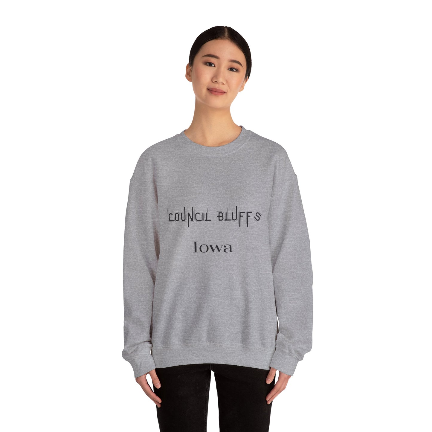 Council Bluffs Iowa Crewneck Sweatshirt – Minimalist City Name Pullover