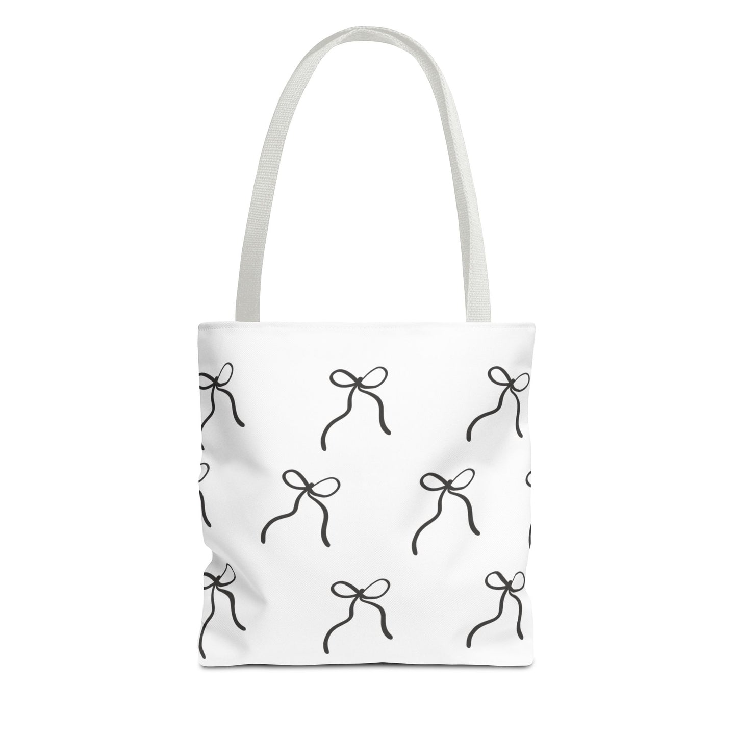 Minimalist Black Bow Pattern Tote Bag — All-Over Print